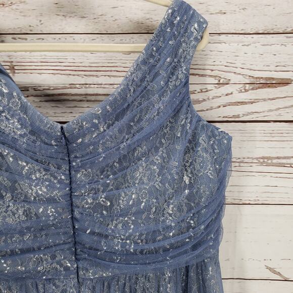 Dessy Collection Vivian Diamond Women's Tulle Lace Off Shoulder Dress Size 26 - Picture 14 of 14